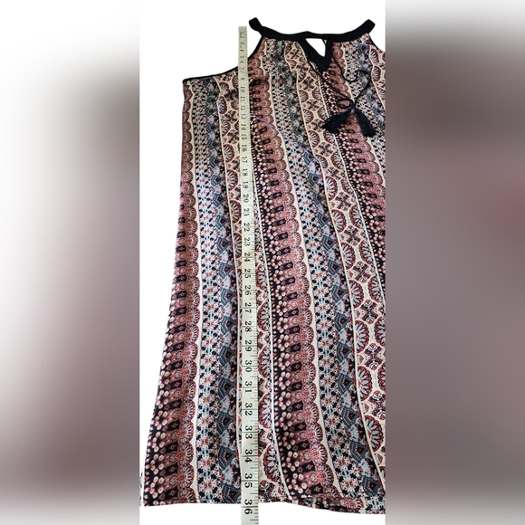 Charming Charlie Sleeveless Navy Print Boho Tassle-Tie Dress Women's XL - Picture 8 of 9